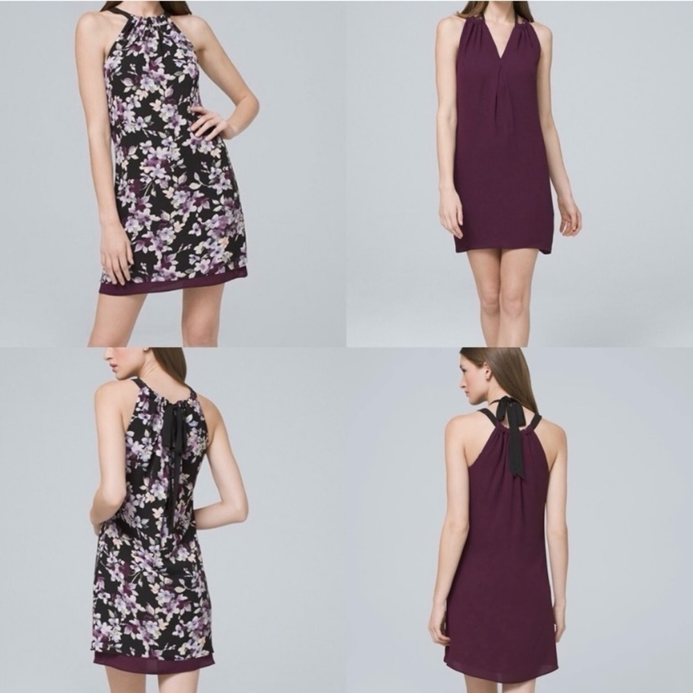 White House Black Market Black and Cool wisteria reversible dress